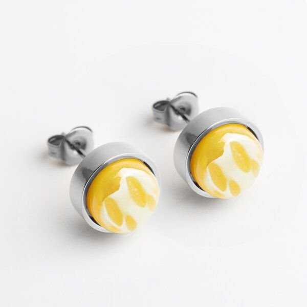 ALEXASCHA Edelstahl Ohrstecker mit Glasstein | Silber