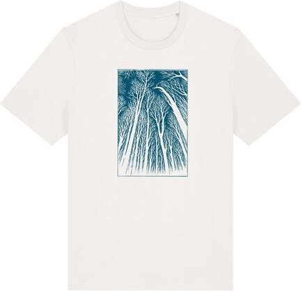 ilovemixtapes T-Shirt „Linolwald“ – Off White – Bio-Baumwolle – Handdruck in Dunkelblau – Fair & Vegan