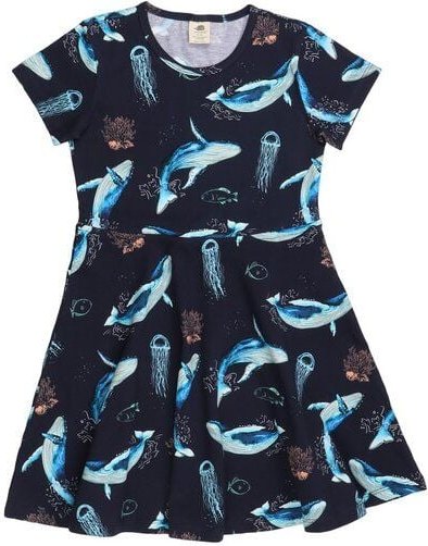 Thumbnail - Kinder Sommerkleid „Dancing Whales“ aus Bio-Baumwolle – GOTS-zertifiziert, Walkiddy