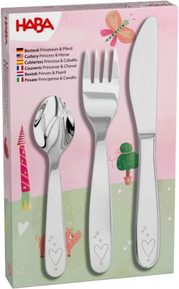 Kinderbesteck Prinzessin & Pferd, 3-teiliges Set mit Messer, Gabel, Löffel
