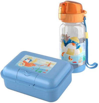 Lunch-Set Pinguin für Kinder, Pinguin-Brotdose & -Trinkflasche
