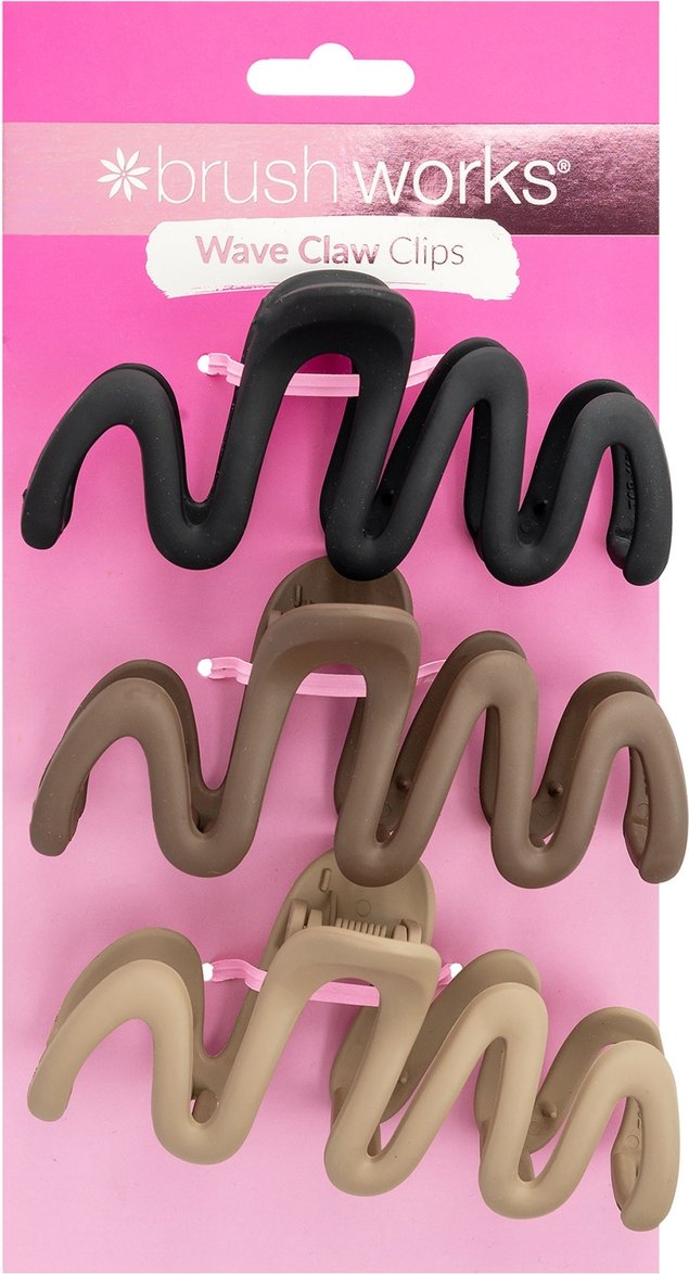 brushworks Wave Claw Clips - 3 Pack