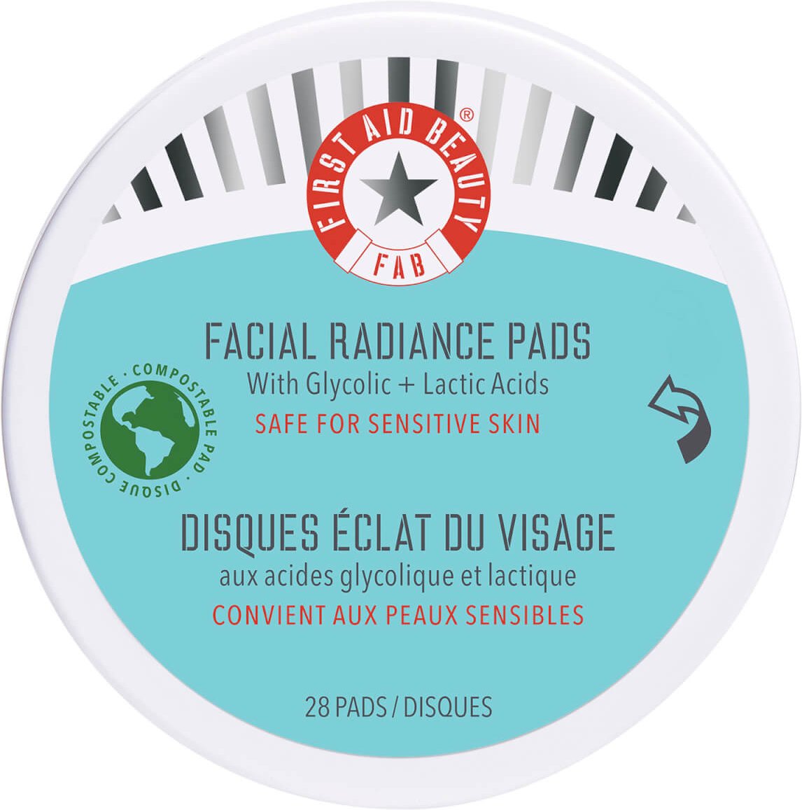 First Aid Beauty Facial Radiance Pads with Glycolic and Lactic Acids Travel Size