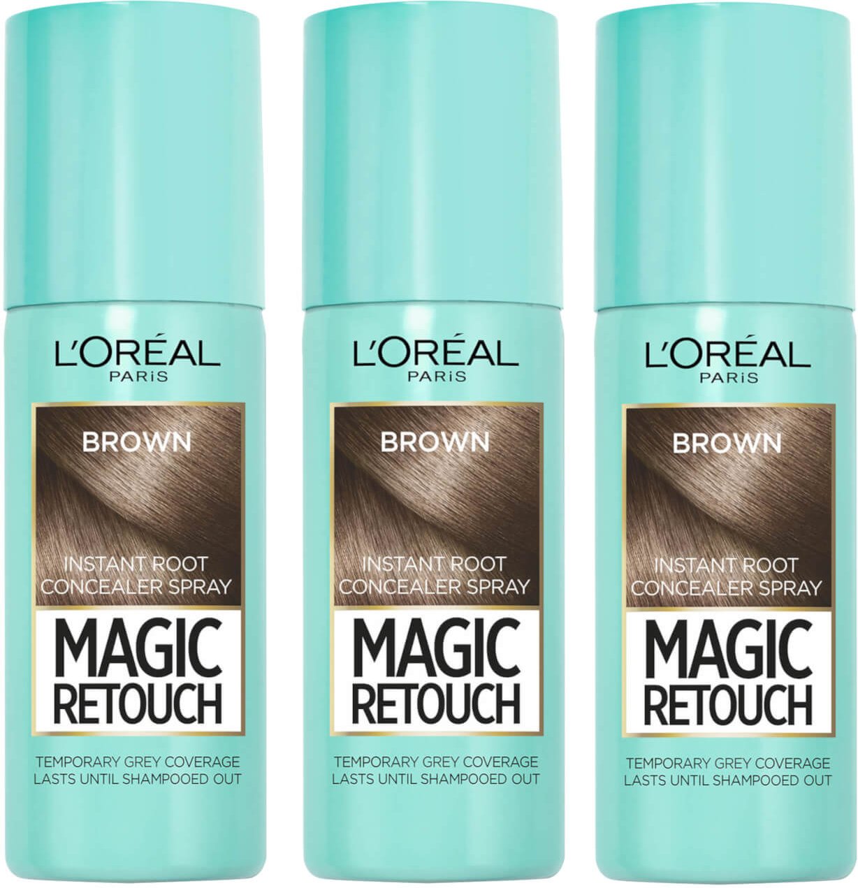 L’Oréal Paris Magic Retouch Medium Brown Root Concealer Spray Trio Bundle