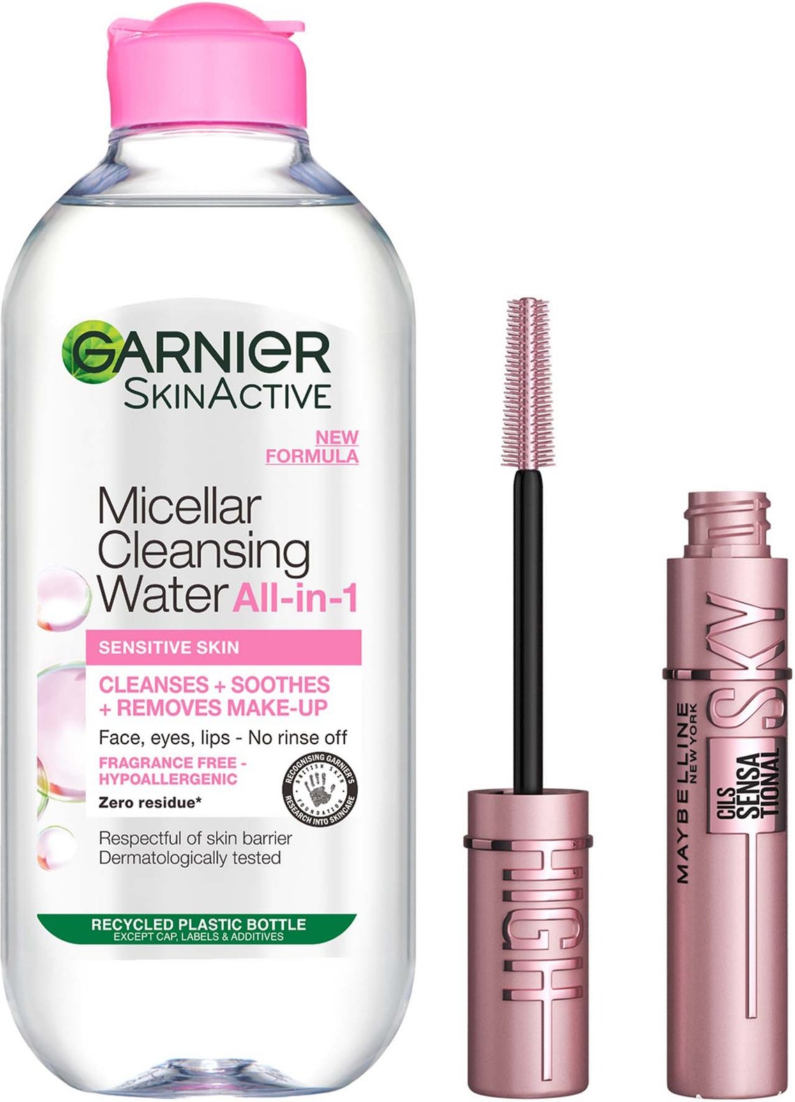 Maybelline Sky High Mascara and Garnier Micellar Water Set