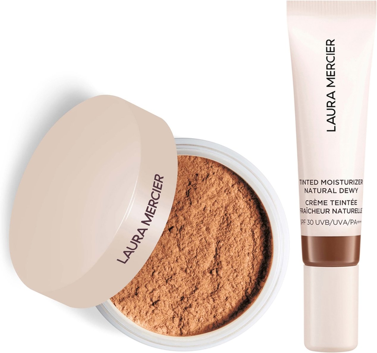 Laura Mercier Mini Translucent Loose Setting Powder Ultra Blur and Travel Size Tinted Moisturiser Dewy Duo (various shad...