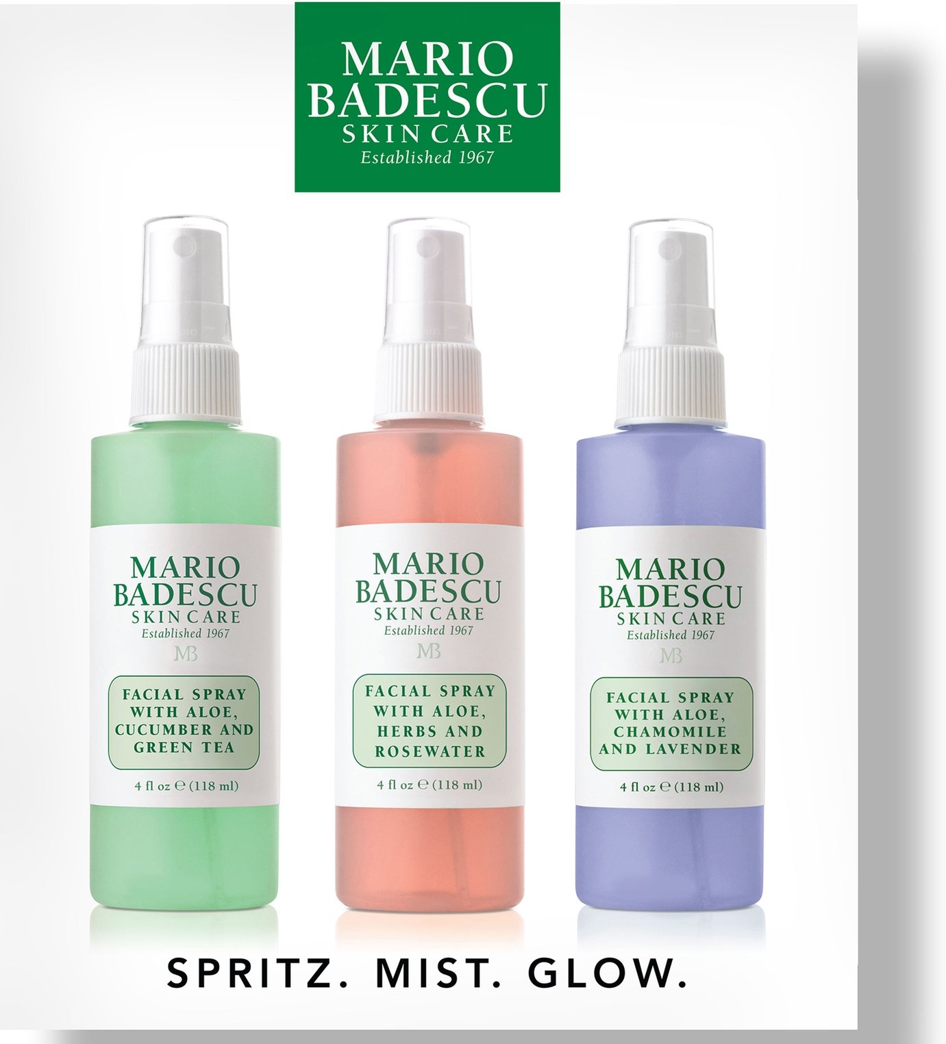 Mario Badescu Spritz. Mist. Glow.