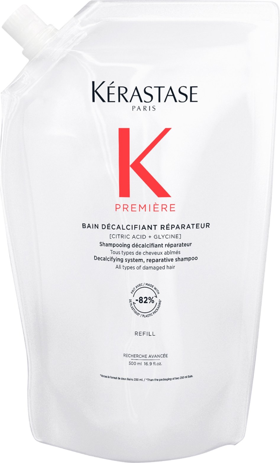 Kérastase Première Shampoo Decalcifying & Repairing Refill Pouch for Damaged Hair with Pure Citric Acid and Glycine 500m...