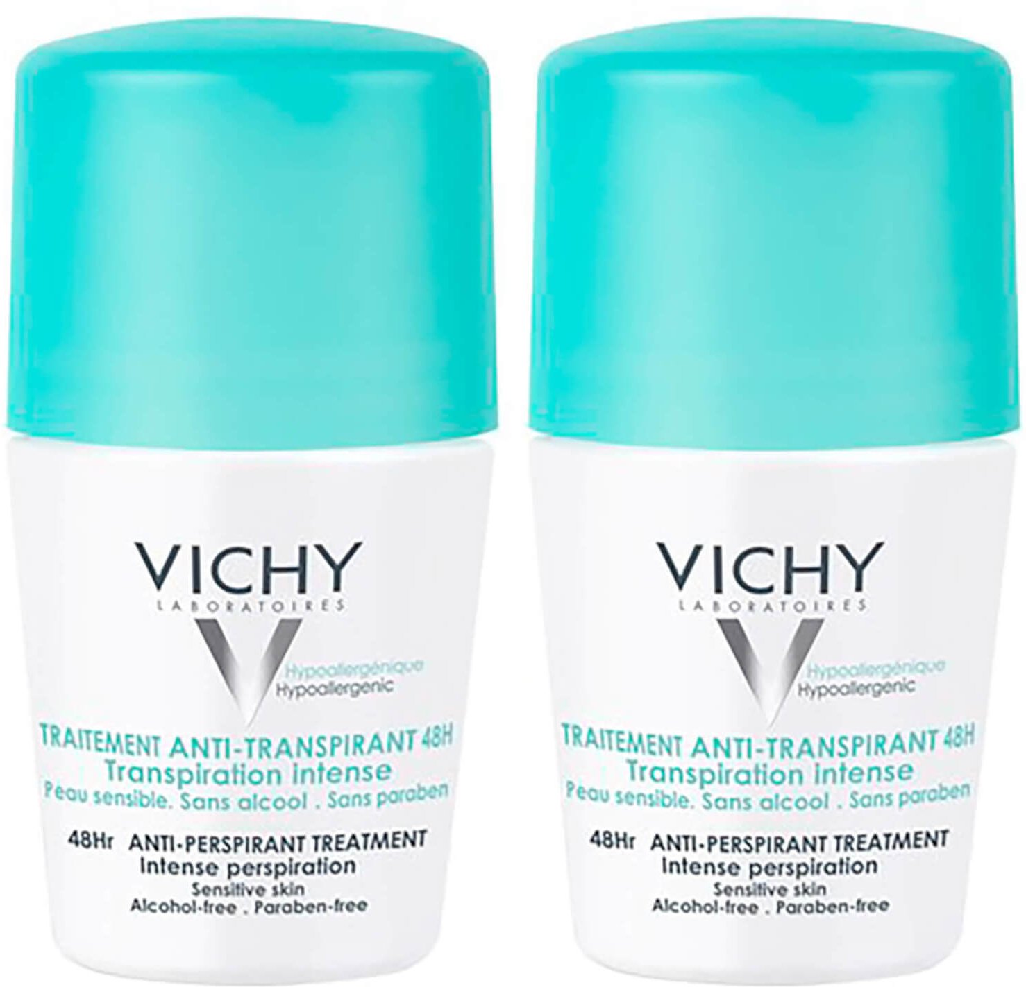 Vichy 48 Hour Intensive Antiperspirant Roll-on Deodorant for Sensitive Skin Bundle 2 x 50ml