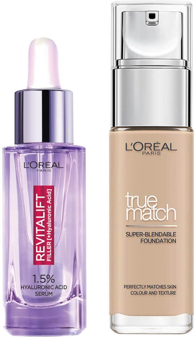 L’Oreal Paris Hyaluronic Acid Filler Serum and True Match Hyaluronic Acid Foundation Duo (Various Shades) - 2C Rose Vani...