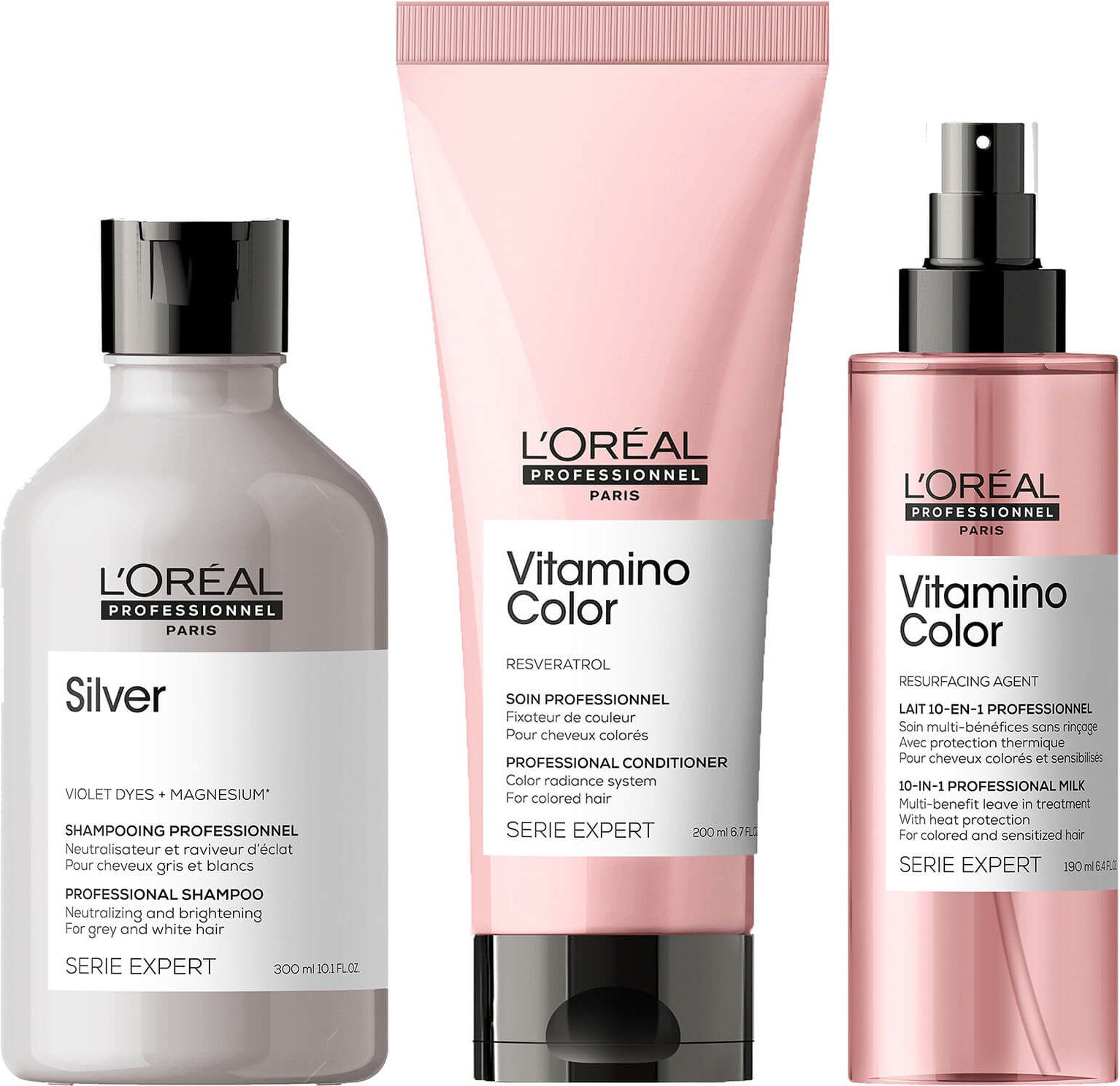 L'Oréal Professionnel Silver and Vitamino at Home Experts for Natural White/Grey Hair Bundle