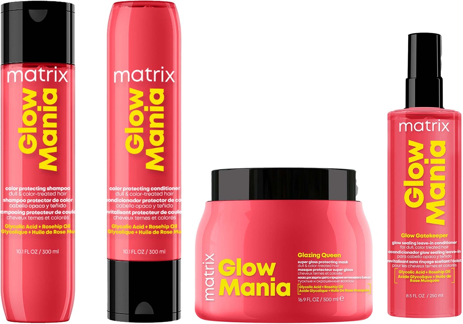 Glow Mania Colour Protecting Set including Shampoo, Conditioner, Leave-In Conditioner, and Mask