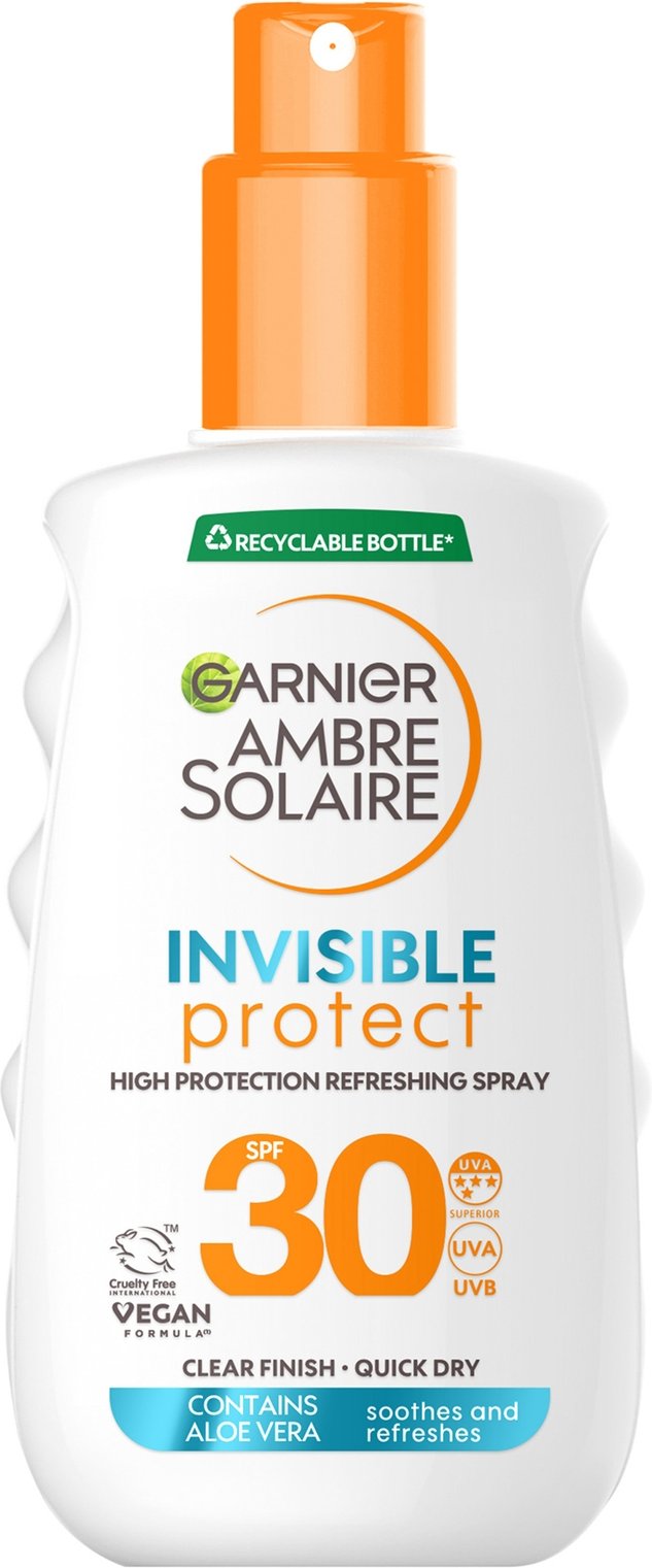 Garnier Ambre Solaire Invisible Protect Sun Protection Spray SPF30 Invisible Finish Sun Cream Spray 150ml