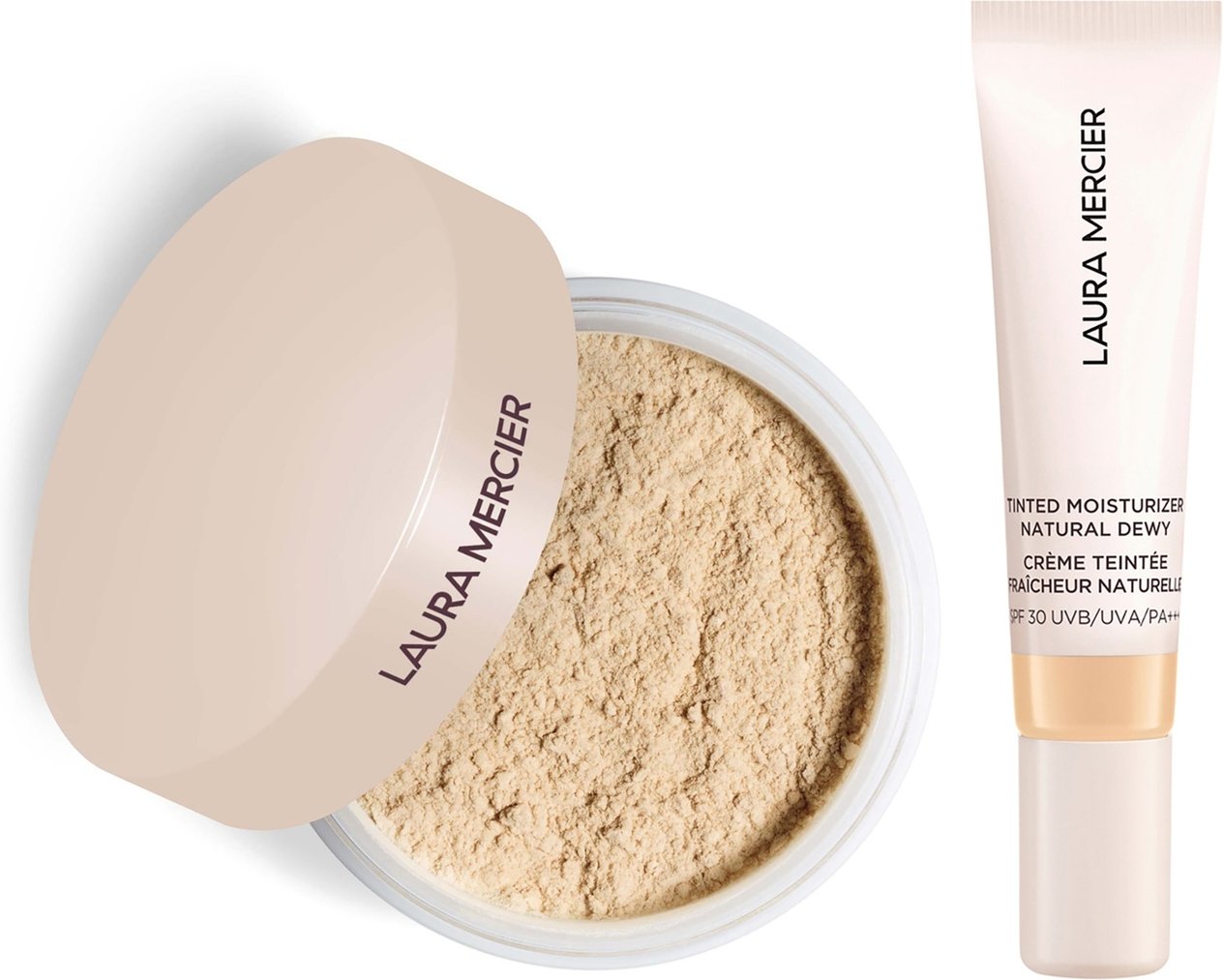 Laura Mercier Mini Translucent Loose Setting Powder Ultra Blur and Travel Size Tinted Moisturiser Dewy Duo (various shad...