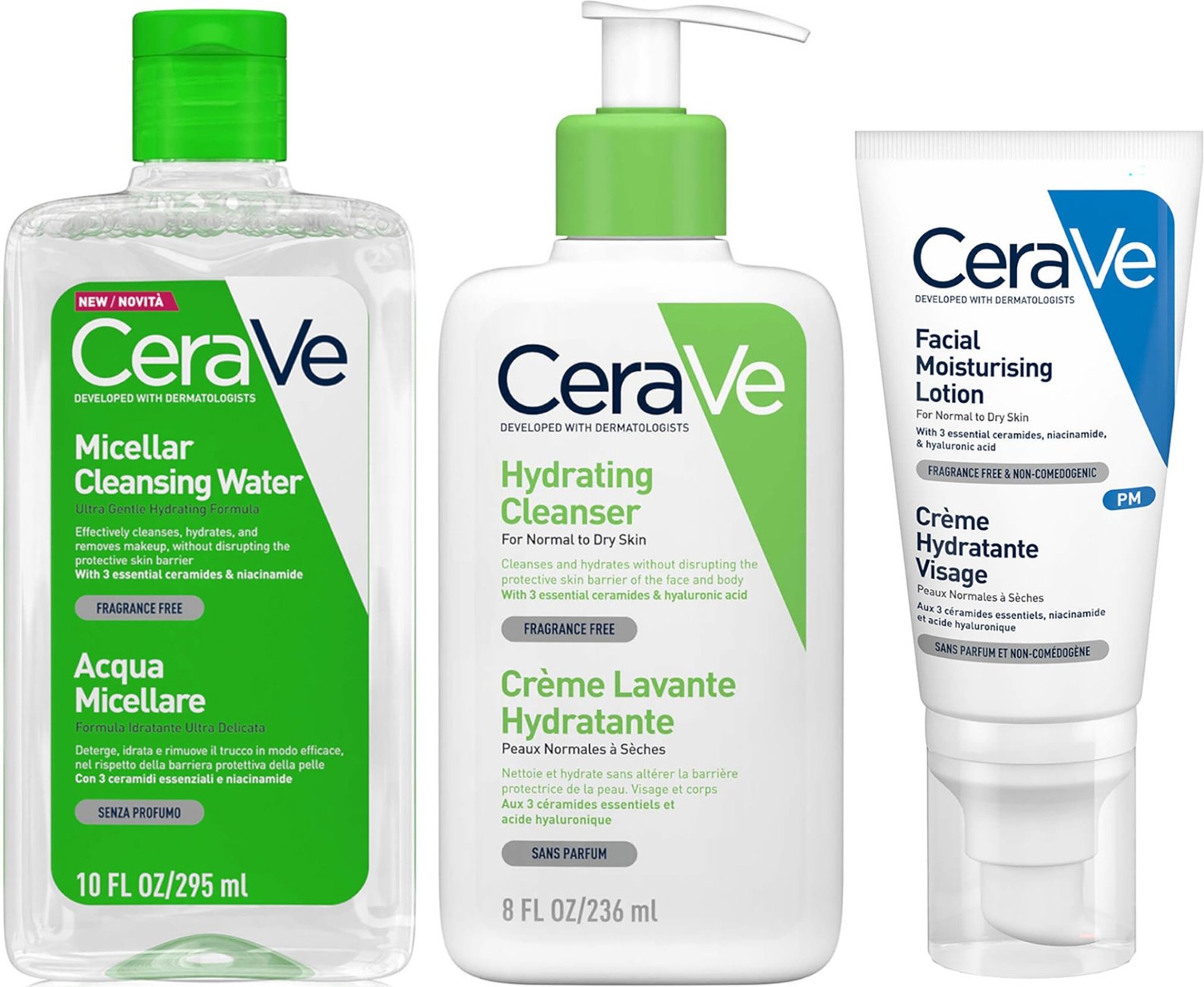 CeraVe Hydrating 3 Step Double Cleanse and Moisturise Bundle