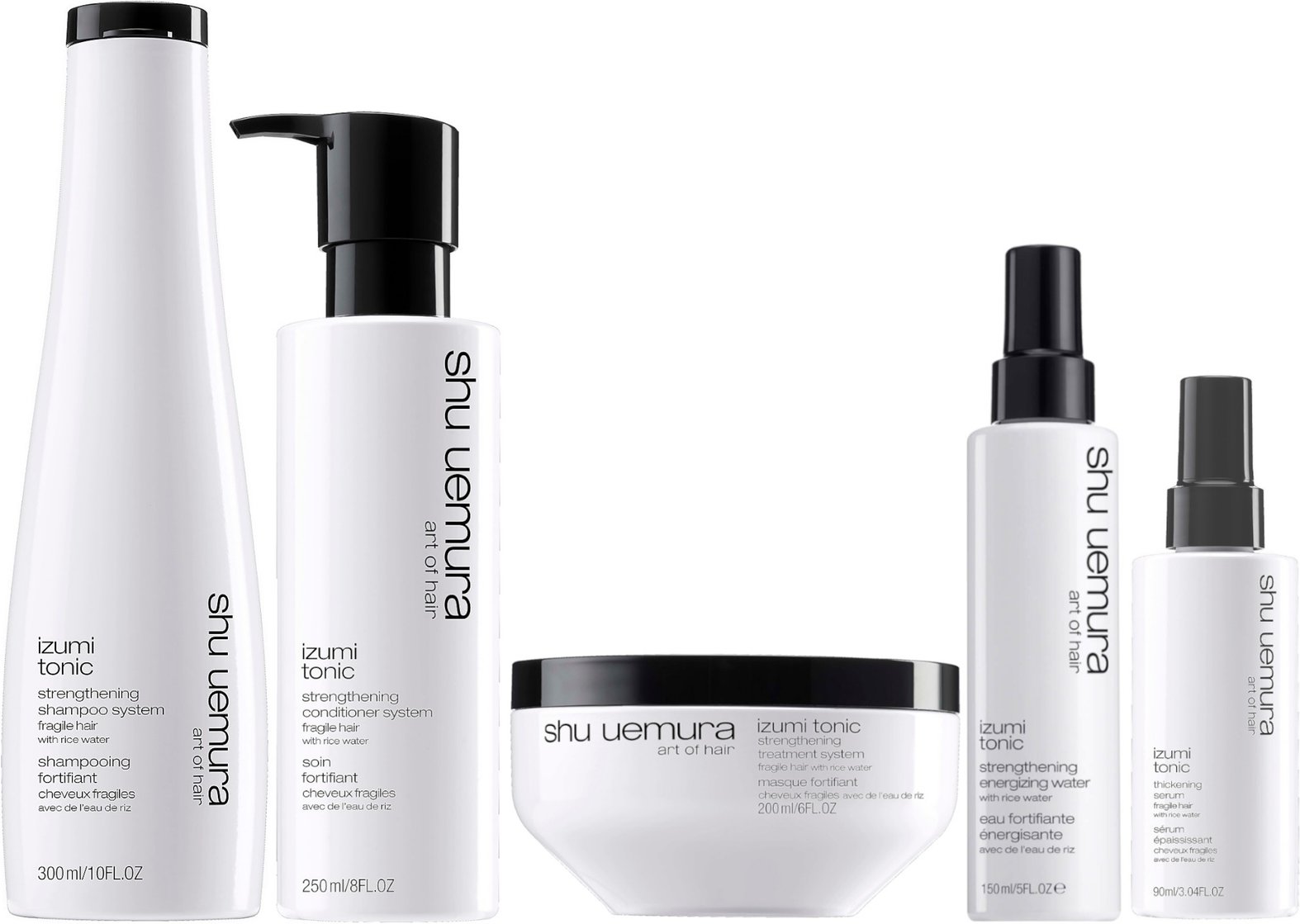 Shu Uemura Art of Hair Izumi Tonic Rice Water Shampoo, Conditioner, Hair Mask, Serum and Tonic Water Routine