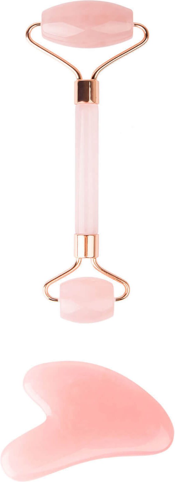 brushworks HD Rose Quartz Resin Roller & Gua Sha