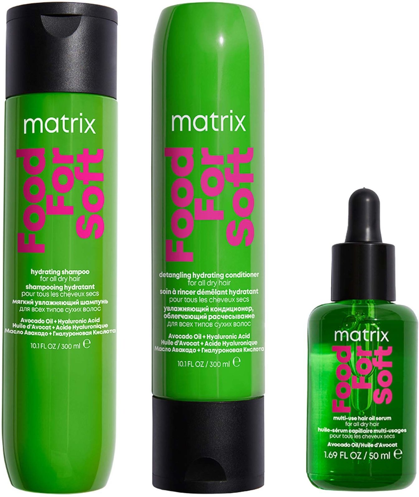 Matrix Food for Soft Hydrating Shampoo, Conditioner and Hair Oil with Avocado Oil and Hyaluronic Acid for Dry Hair Routi...