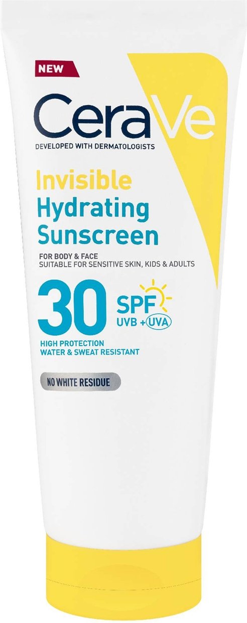 CeraVe Invisible Hydrating Sunscreen SPF 30 for body, face, & all skin types with 3 essential ceramides 75 ml