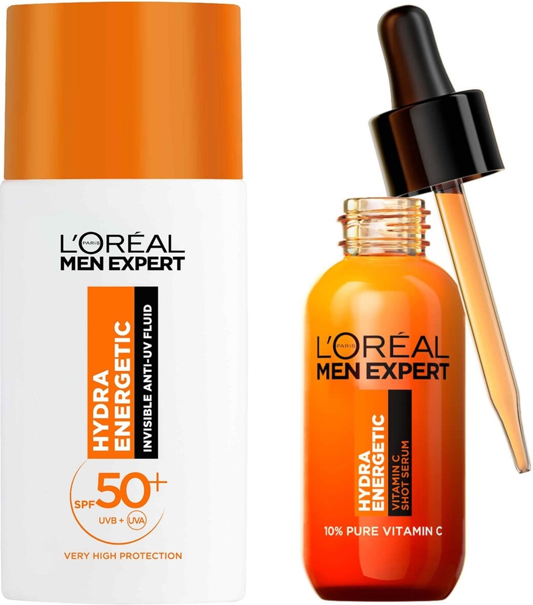 L'Oréal Paris Men Expert Hydra Energetic Vitamin C Serum & SPF50+ Invisible Fluid Bundle