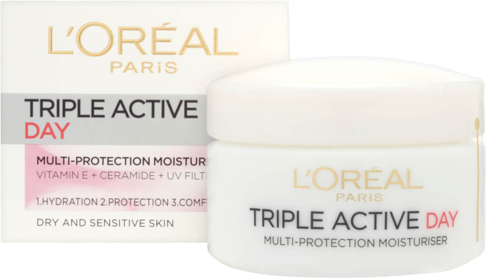 L'Oreal Paris Dermo Expertise Triple Active Day Multi-Protection Moisturiser - Dry / Sensitive Skin (50 ml)