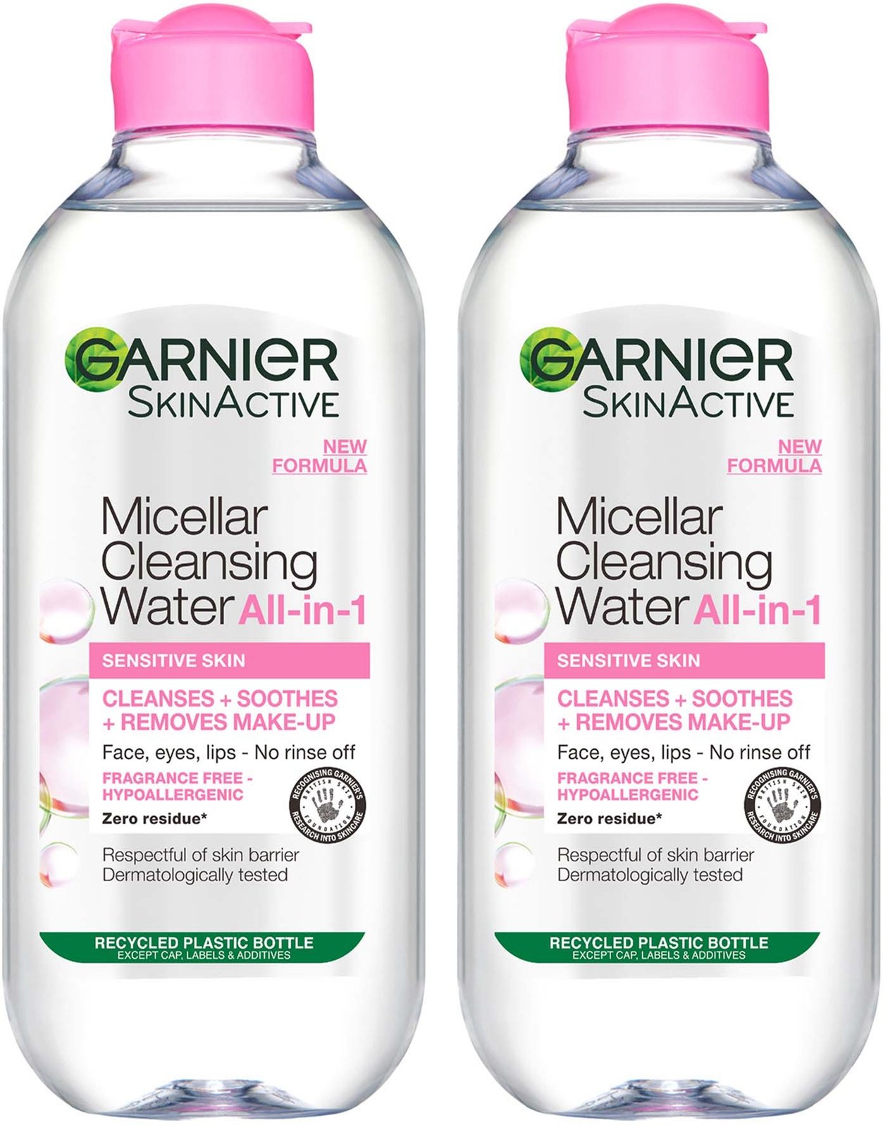 Garnier Micellar Water Facial Cleanser Sensitive Skin 400ml Duo Pack