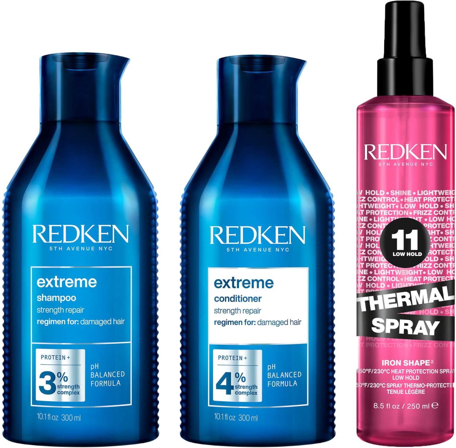 Redken Extreme Shampoo and Conditioner For Damaged Hair with Thermal Spray Heat Protector