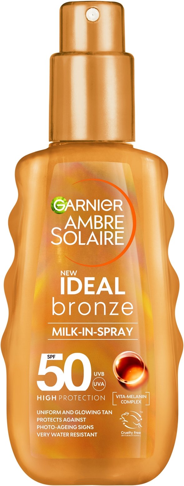 Garnier Ambre Solaire Ideal Bronze Milk-In Tanning SPF 50 Spray for Face and Body 150ml