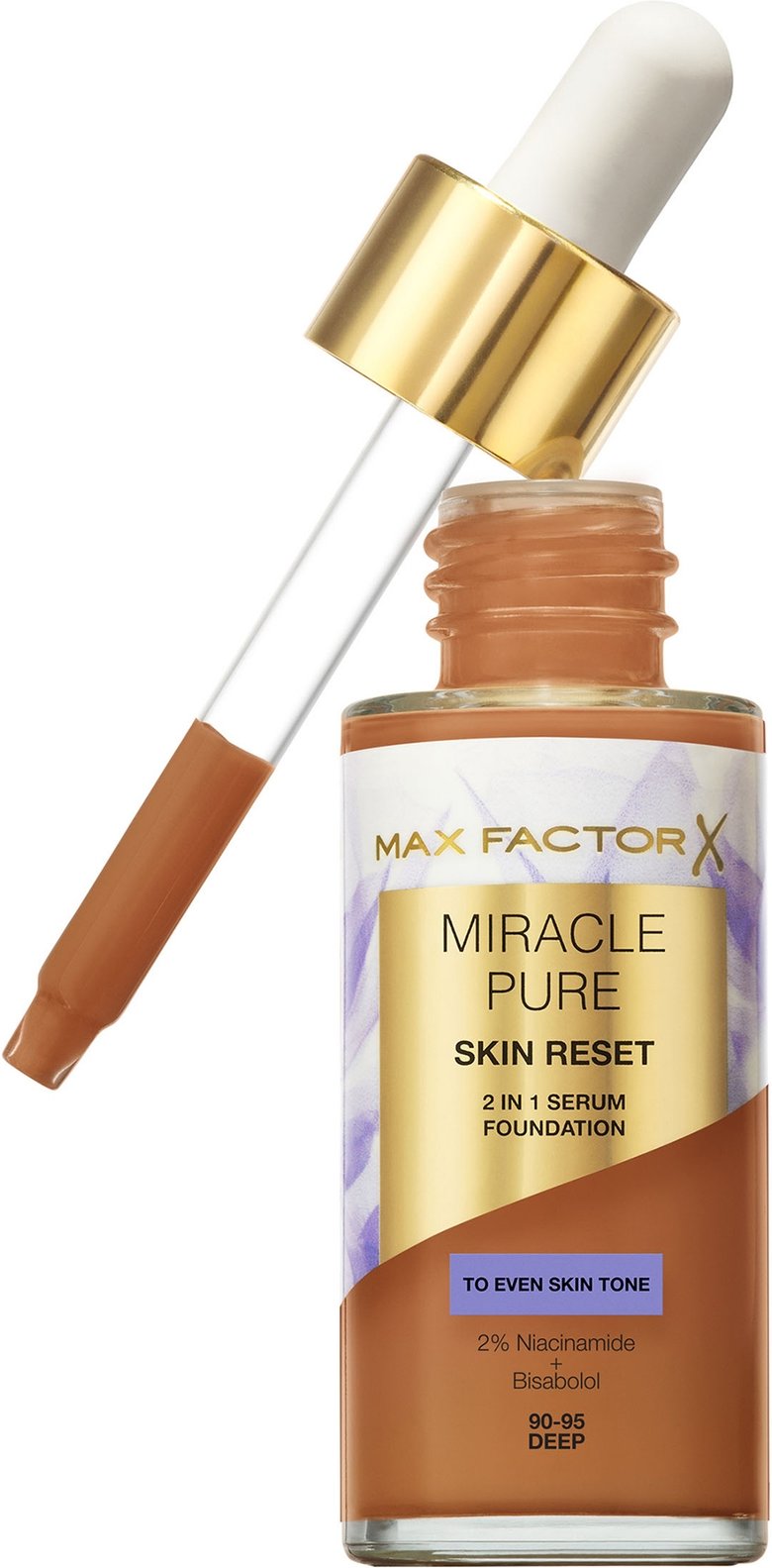 Max Factor Miracle Pure Skin Revival Serum Foundation 30ml (Various Shades) - 90-95 Deep