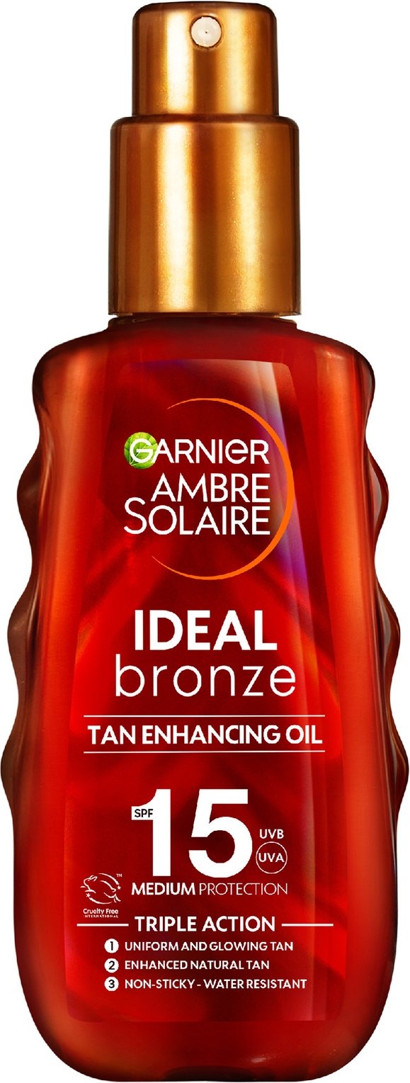 Garnier Ambre Solaire Ideal Bronze Protective Oil SPF15 Sun Cream Spray 150ml