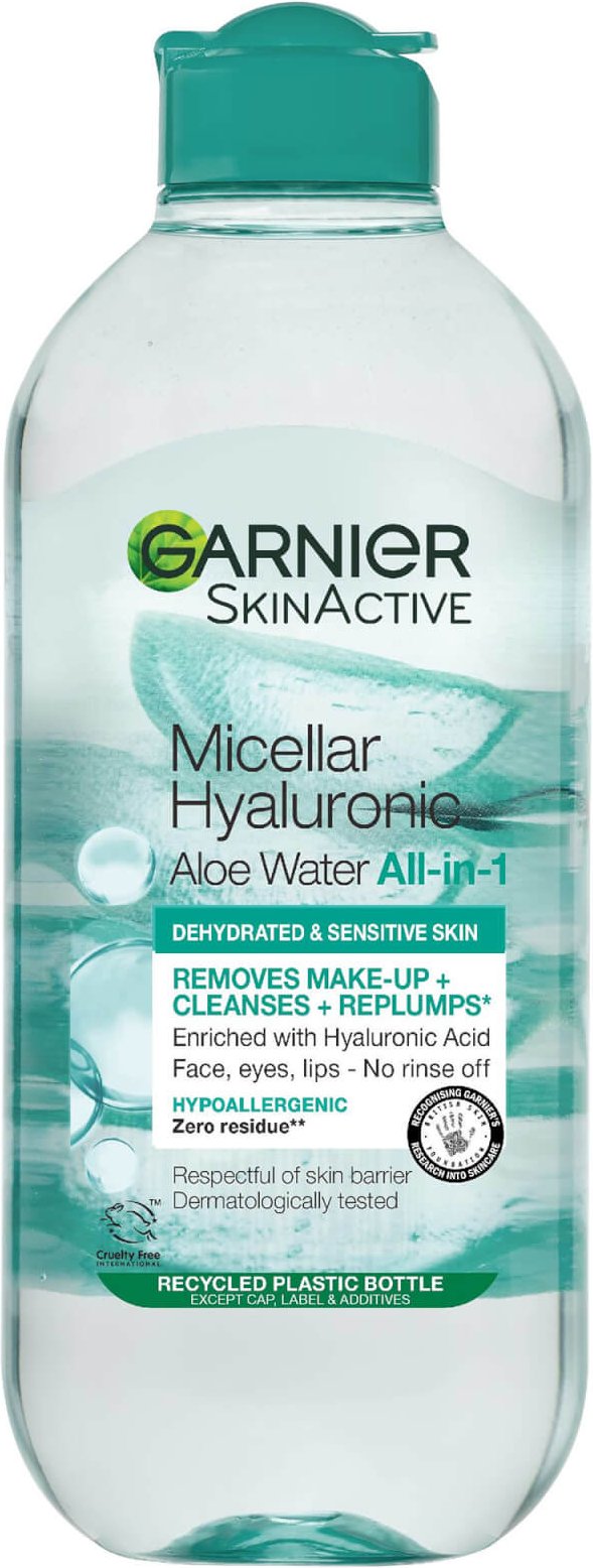 Garnier Micellar Hyaluronic Aloe Water 400ml, Cleanse and Replump