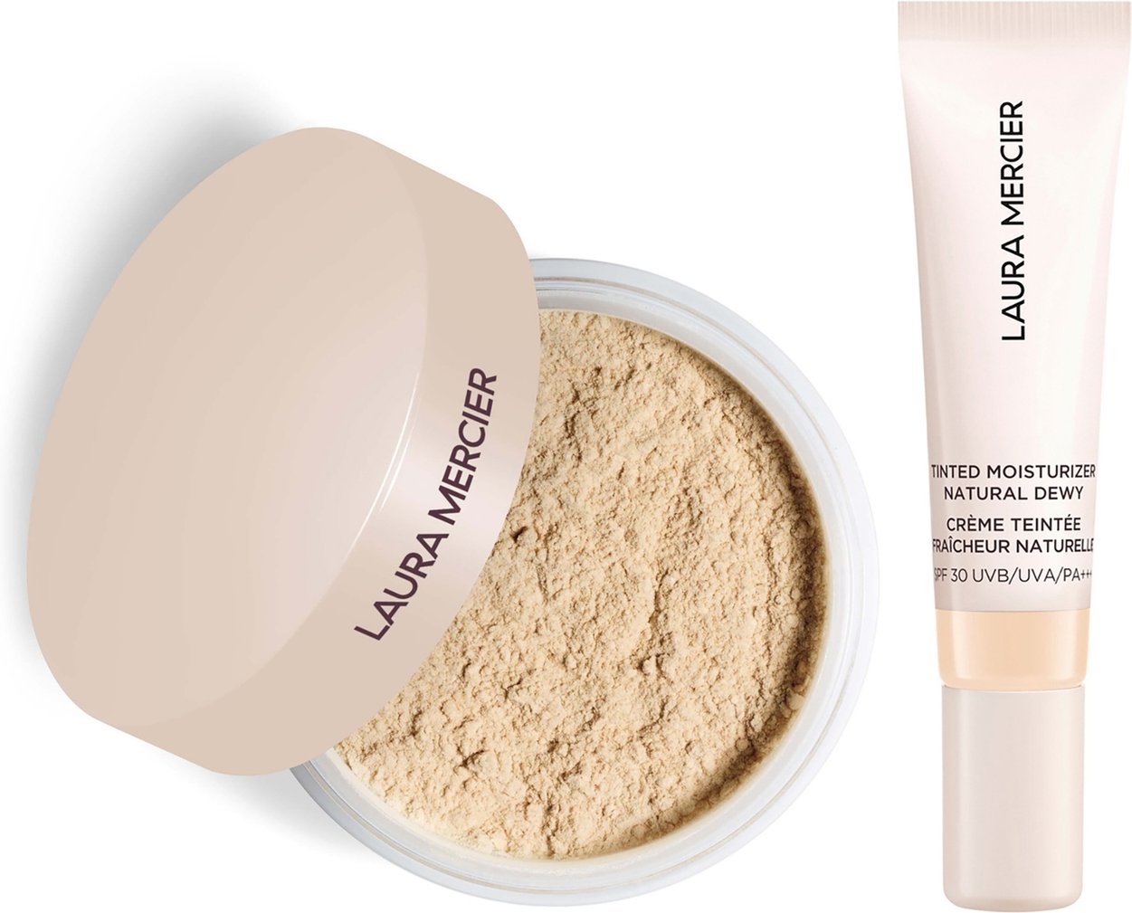 Laura Mercier Mini Translucent Loose Setting Powder Ultra Blur and Travel Size Tinted Moisturiser Dewy Duo (various shad...