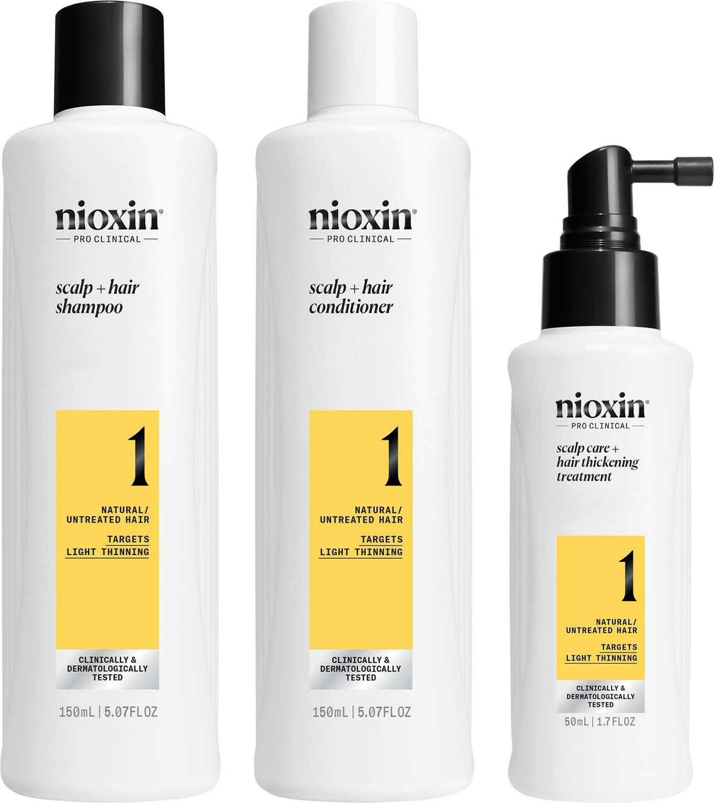 NIOXIN Scalp and Hair Thickening System 1 for Natural Hair with Light Thinning Trial Kit