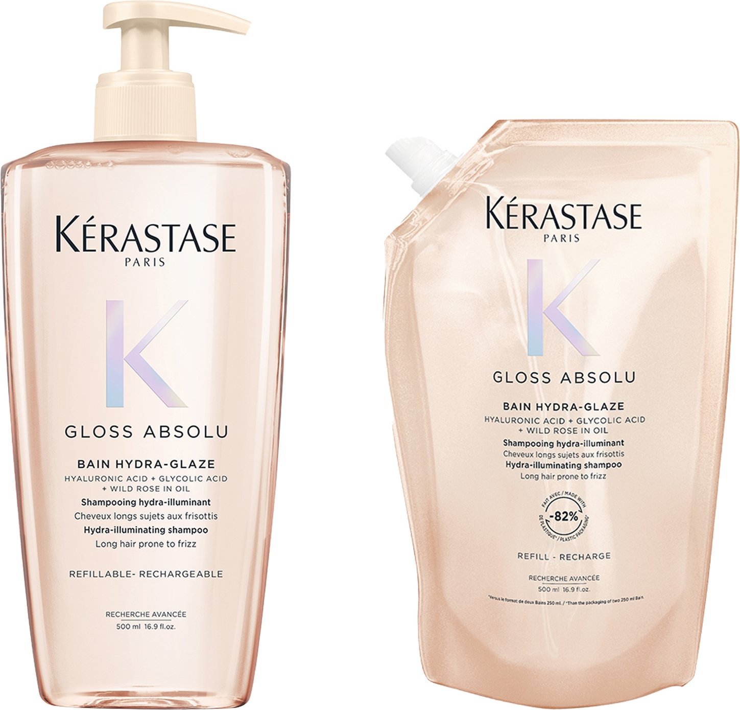 Kérastase Gloss Absolu Shampoo 500ml and Refill Pouch Bundle