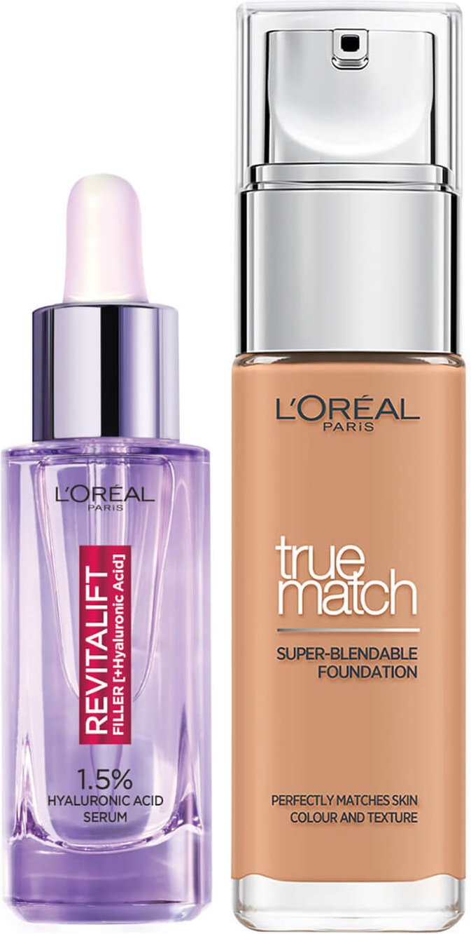 L’Oreal Paris Hyaluronic Acid Filler Serum and True Match Hyaluronic Acid Foundation Duo (Various Shades) - 4.5N True Be...