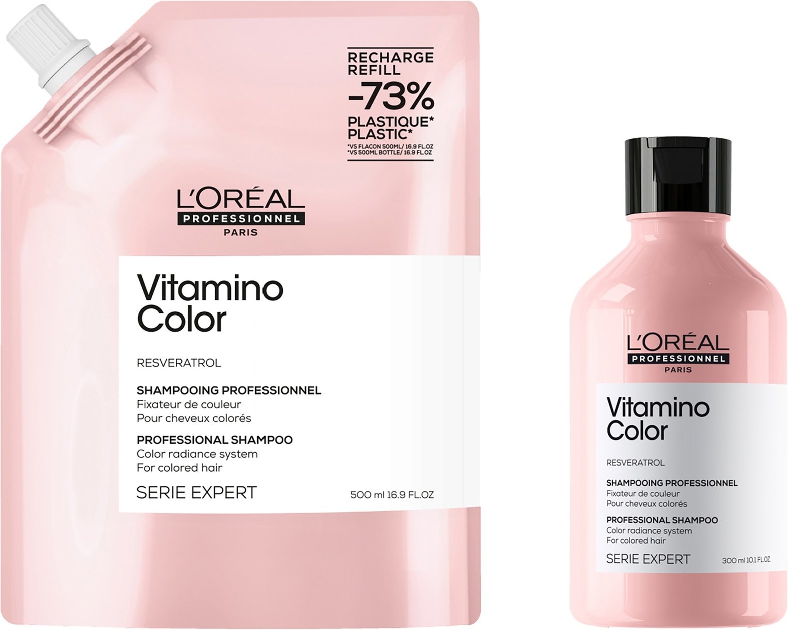 L’Oréal Professionnel Vitamino Color Shampoo 300ml and Refill Pack 500ml for coloured hair