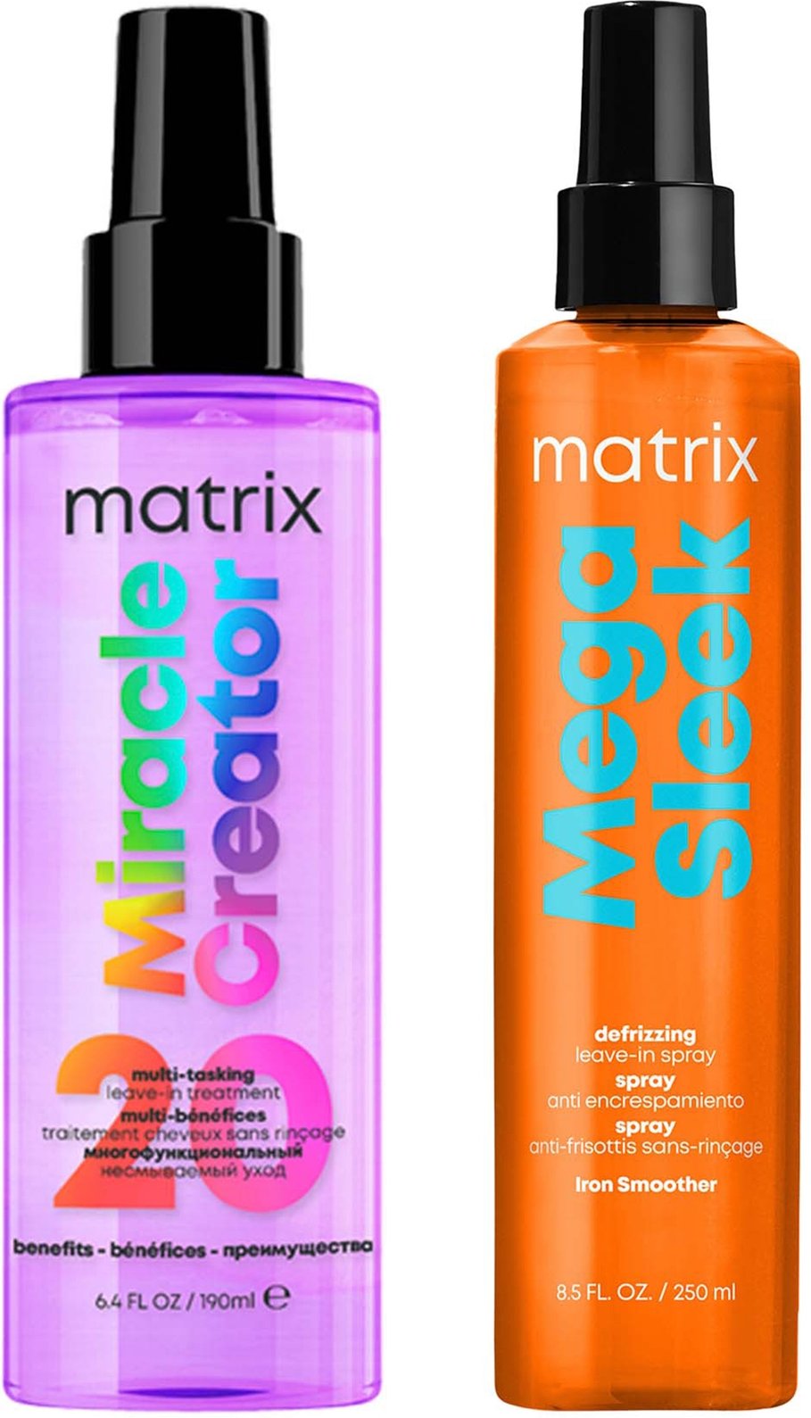 Matrix Mega Sleek Iron Smoother For Anti-Frizz and Humidity Protection + Miracle Creator 20 Benefits Hair Treatment Spra...