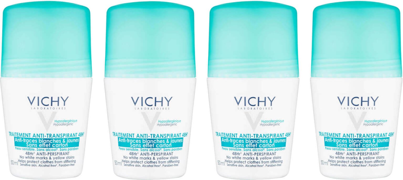VICHY No Marks Roll-on Deodorant Set 4 x 50ml