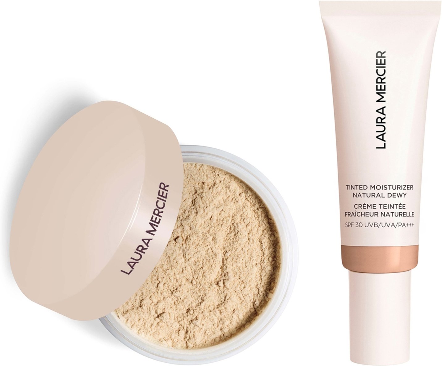 Laura Mercier Mini Translucent Loose Setting Powder Ultra Blur and Tinted Moisturiser Natural Dewy SPF 30 Duo (Various S...