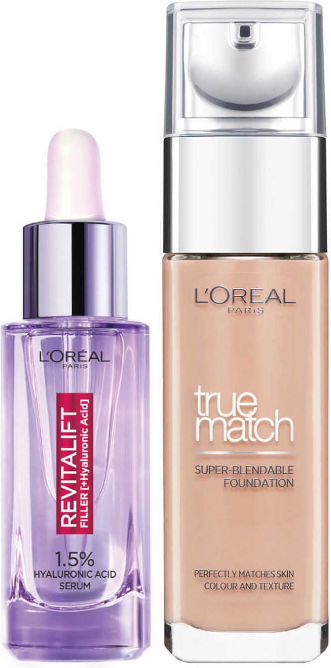 L’Oreal Paris Hyaluronic Acid Filler Serum and True Match Hyaluronic Acid Foundation Duo (Various Shades) - 6N Honey