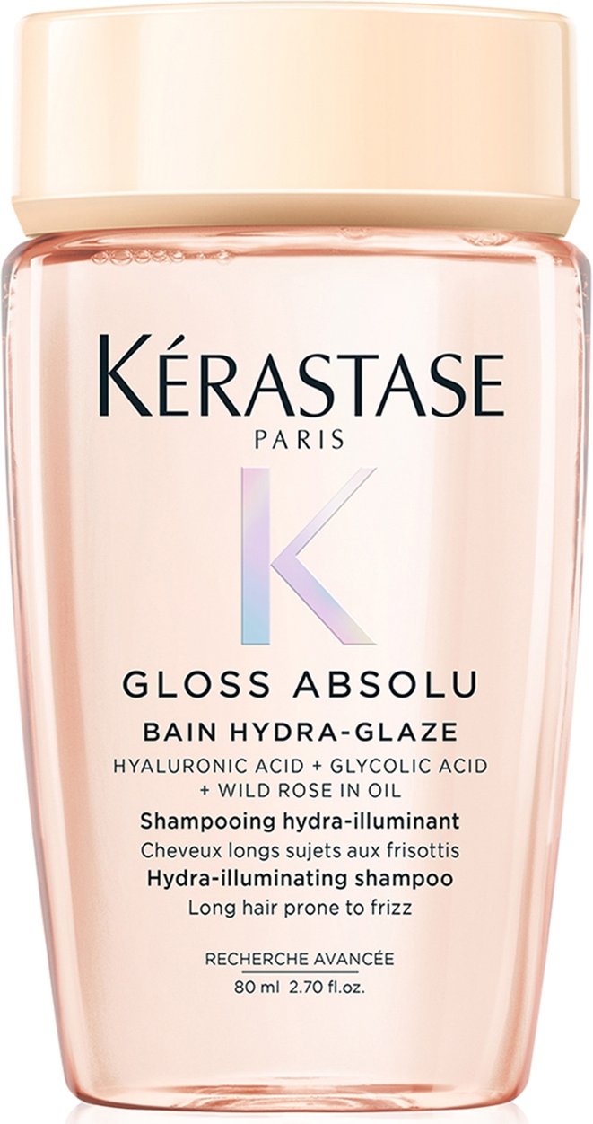 Kérastase Gloss Absolu Shampoo for All Hair Types with Glycolic Acid, Hyaluronic Acid & Wild Rose 80ml