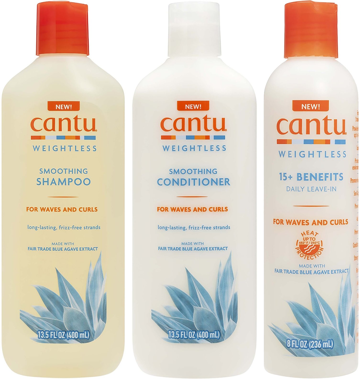 Cantu Weightless Smoothing Shampoo 400ml, Conditioner 400ml & Daily leave in 236ml