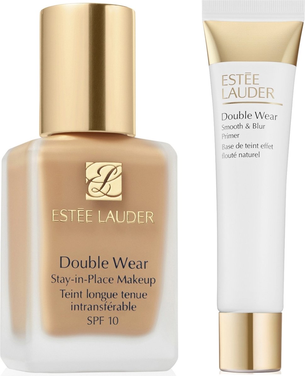 Estee Lauder Double Wear Stay-in-Place Makeup & Double Wear Smooth and Blur Primer Bundle (Various Shades) - 1W1 Bone
