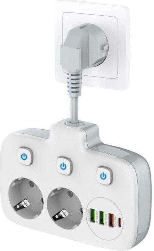 Steckdosenleiste mit einem Schalter und 2 Fächern, XU Steckdosenleiste mit 3 Schaltern Doppelsteckdose mit 4 USB-Anschlü...