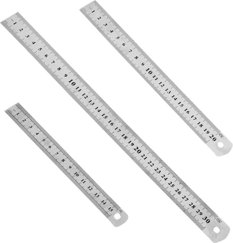Fitags - 3-teiliges Edelstahllineal, Präzisions-Lineal aus Metall, gerades Lineal-Set, 15 cm (6 Zoll), 20 cm (8 Zoll), 3...