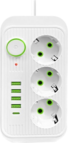 Multiprise Murale 3 Prises et 4 usb avec 1 usb c, Electrique 8 en 1, Multiprise Secteur pour la Maison Le Bureau Noir(17...