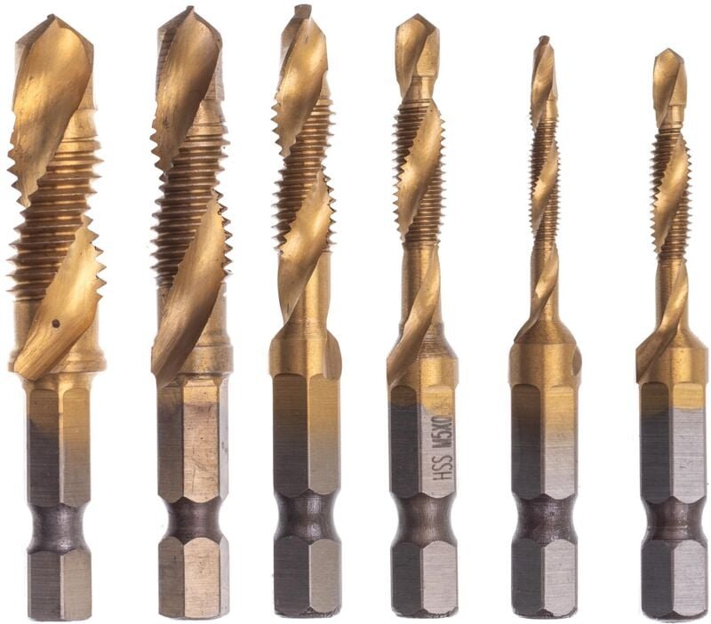 Gewindebohrer Gewindebohrer für Metall Holz HSS Titan beschichtet 6 EL M3-M10
