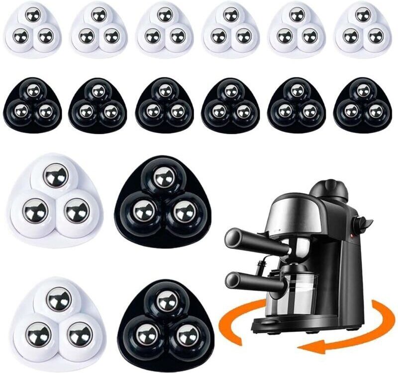 Set mit 16 Möbelrollen – 360° – Mini-Selbstkleberollen mit Kugellager – mit 3 Stahlkugellagern – für Kaffeemaschinen, Mü...