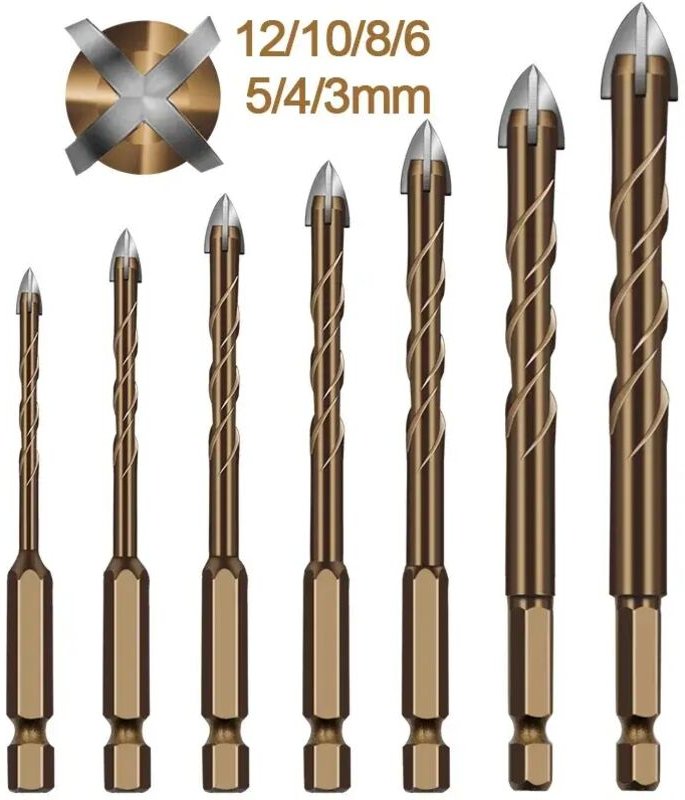 Dreieckbohrer aus Legierung für Lochsägen, Sechskantlöcher, Glas, Zement, Metall, Keramik, Holz, Kunststoff, Größen 3 mm...