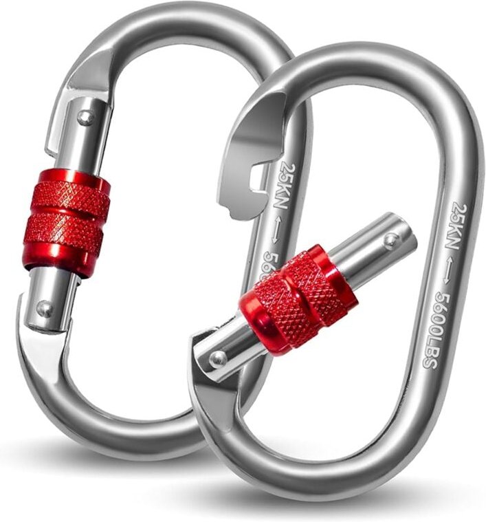 2 Stück Karabinerhaken 25 KN, O-Form